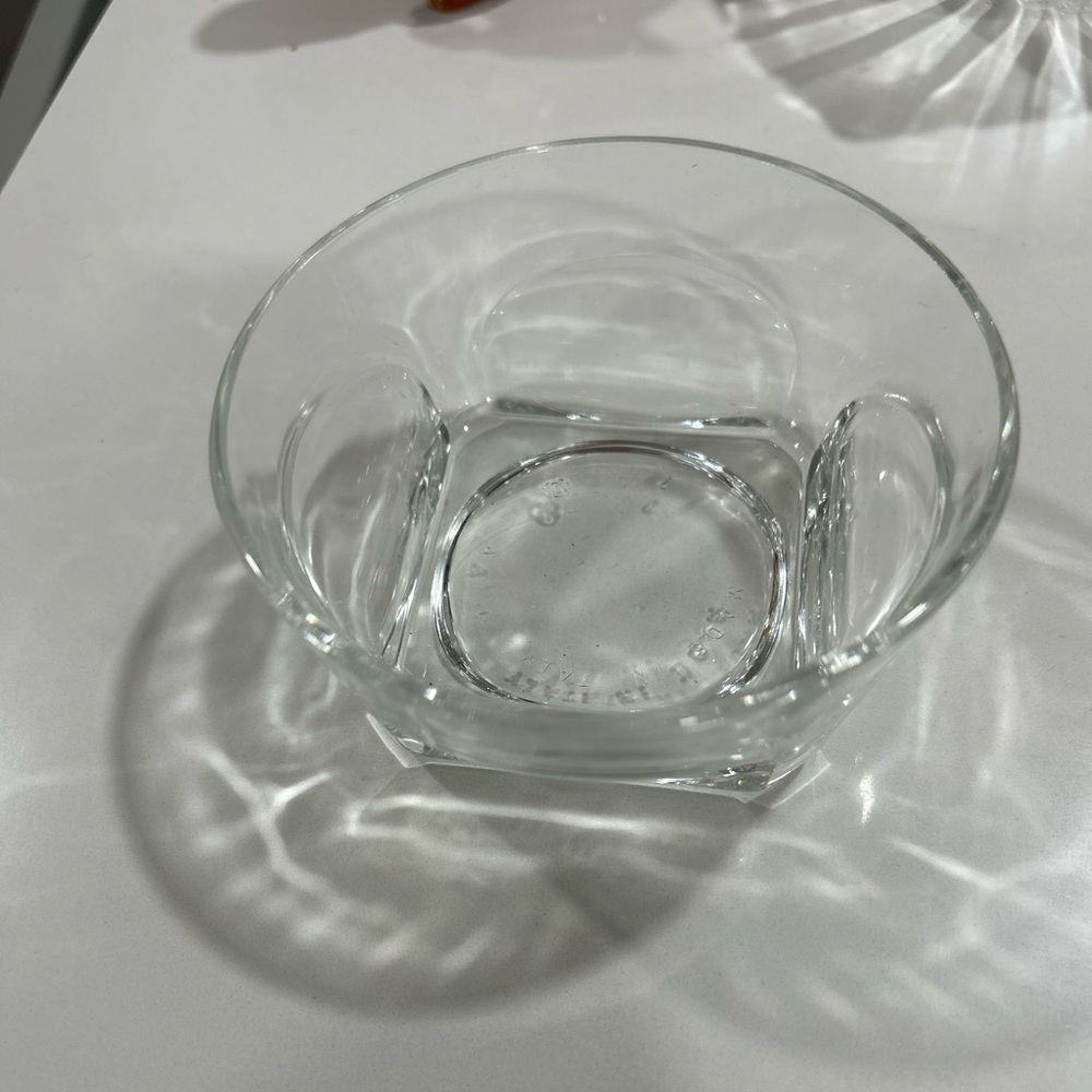 clear glass bowl made in Italy